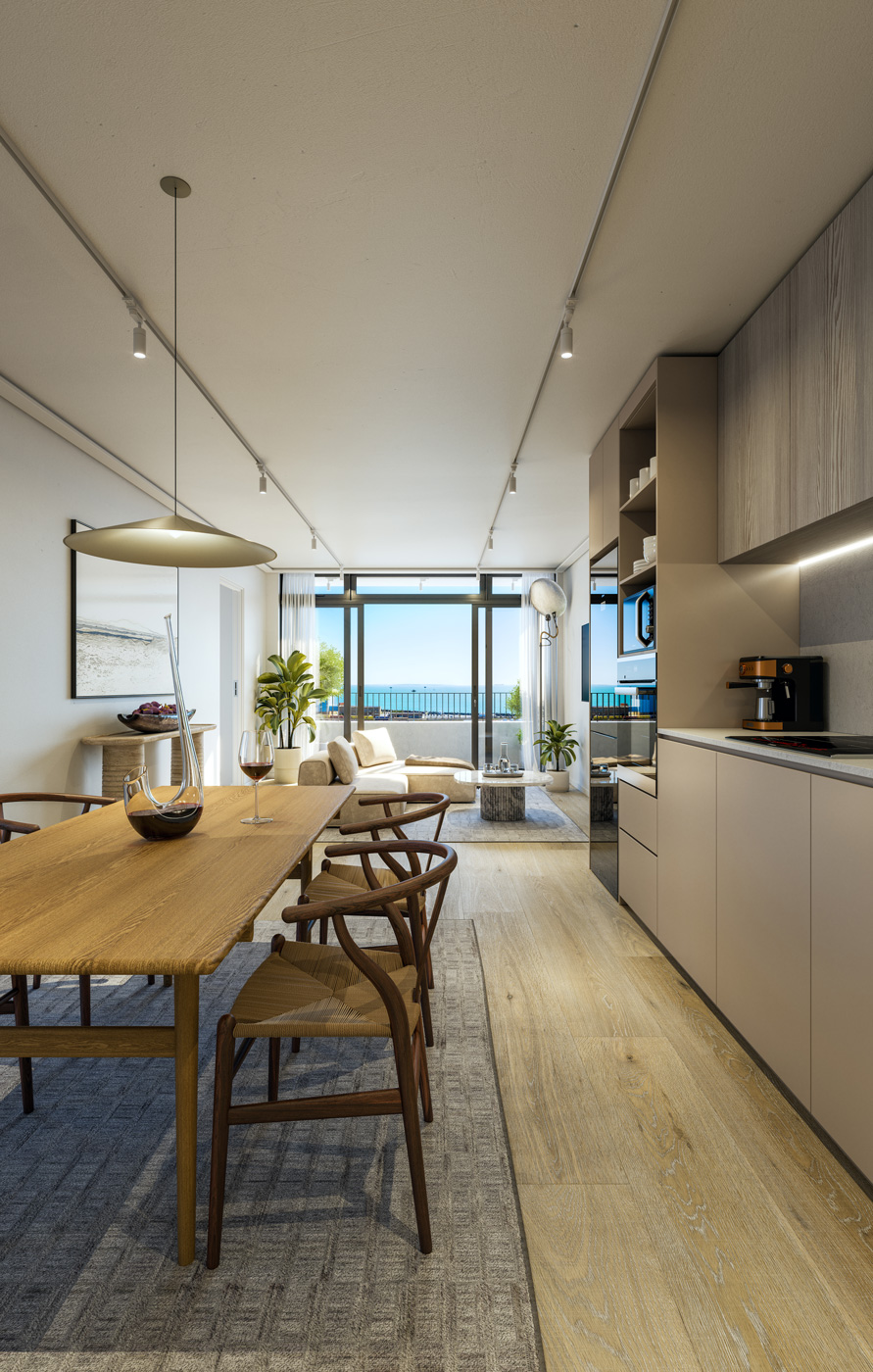 Maritime Place three bedroom apartment living area